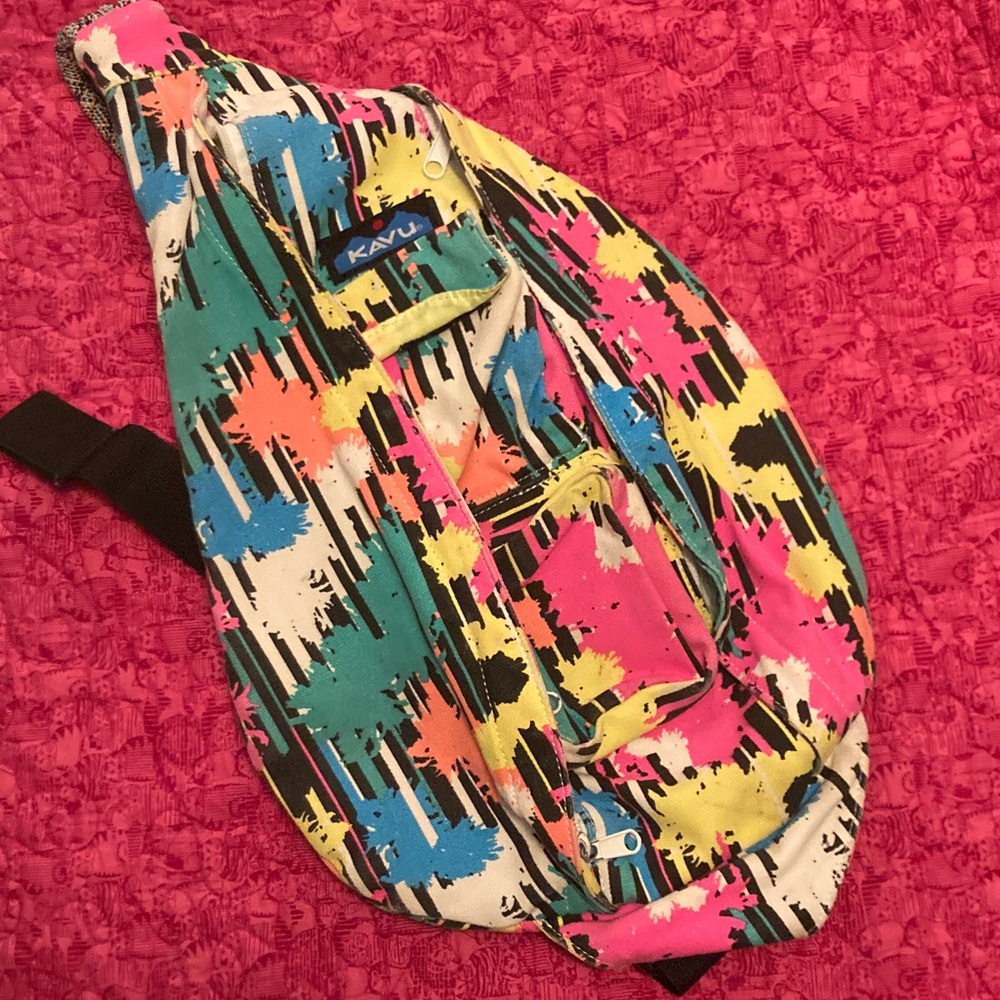 KAVU Vivid Print Shoulder Bag Purse Canvas Travel Pack